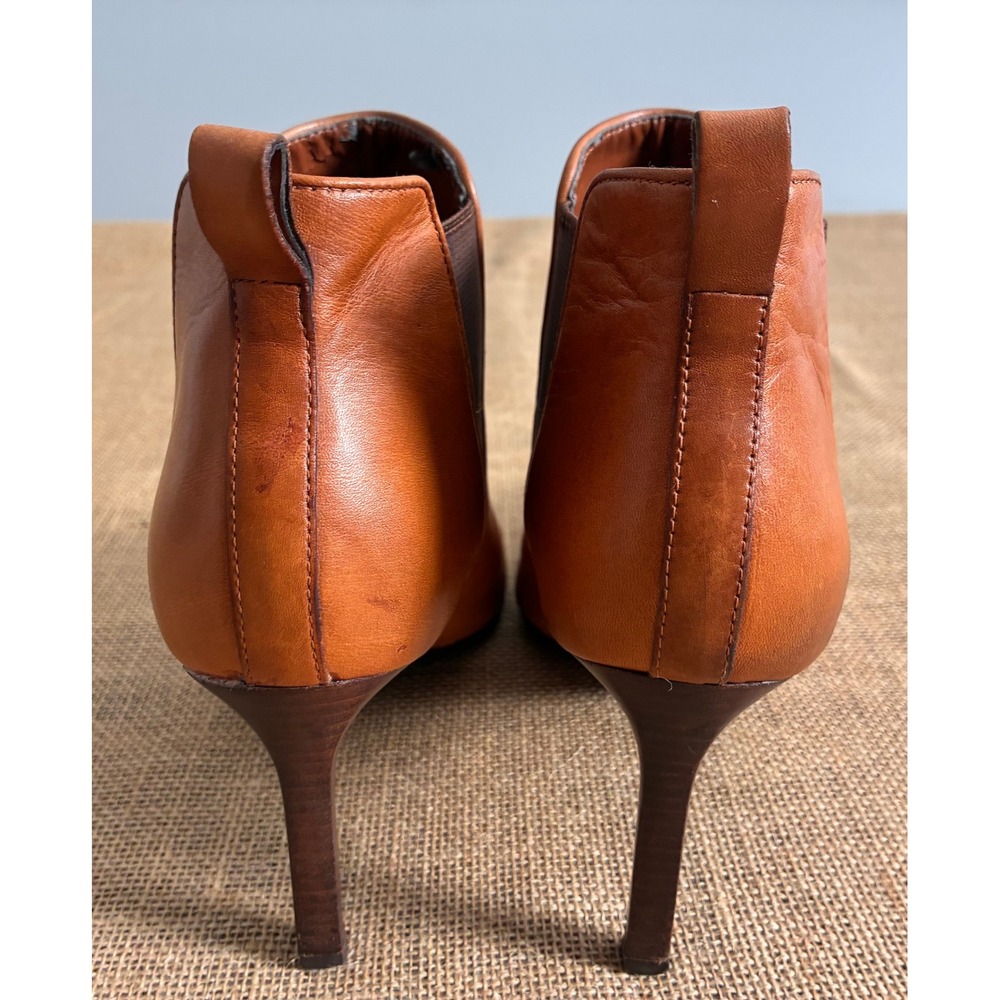 Lauren Ralph Lauren Verla Cognac Leather Pointed Toe Stiletto Ankle Boots 9.5B - Picture 6 of 10